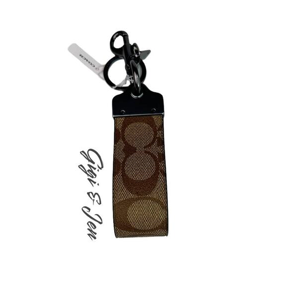 Coach Loop Key Fob In Signature Canvas Khaki signature New - Picture 5 of 5